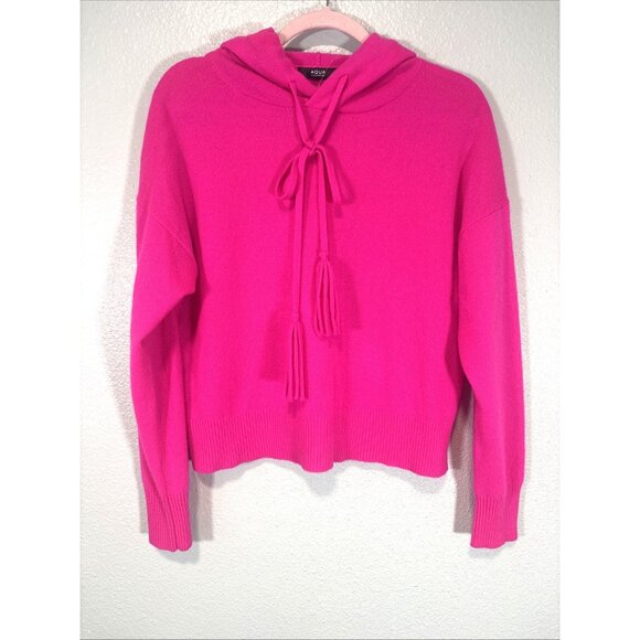 Aqua Cashmere Hot Pink Hoodie Sweater Size M Soft Pullover Long Sleeve Cozy - Picture 2 of 8